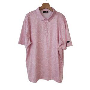 Greenside Golf Polo Shirt Rosa Bella‎ Pink / White Roses All Over Design XL